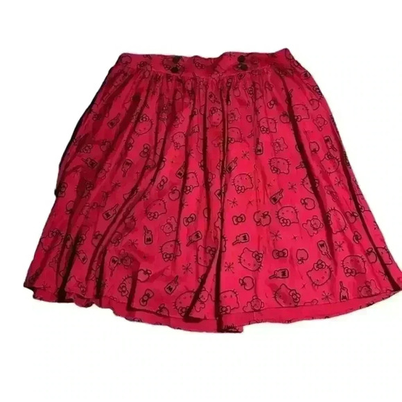 Hello Kitty‎ by Sanrio Red Milk and apple velvet emblem knee length skirt, Sz 24 - Picture 1 of 9